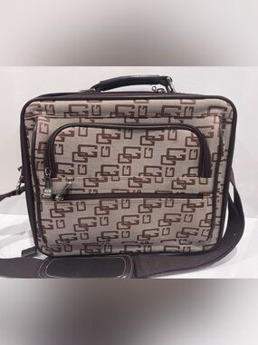 Guess Brown Patterned Travel Briefcase Bag